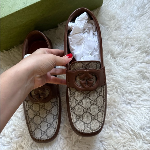 Gucci Brown Interlocking G Driver Loafers main image 12